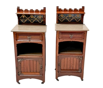 Two Arts & Crafts Nightstands by Gustave Serrurier-Bovy, 1900s